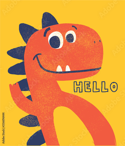 cute dinosaur drawing as vector for tee print