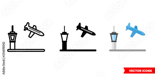 Arrival icon of 3 types. Isolated vector sign symbol.