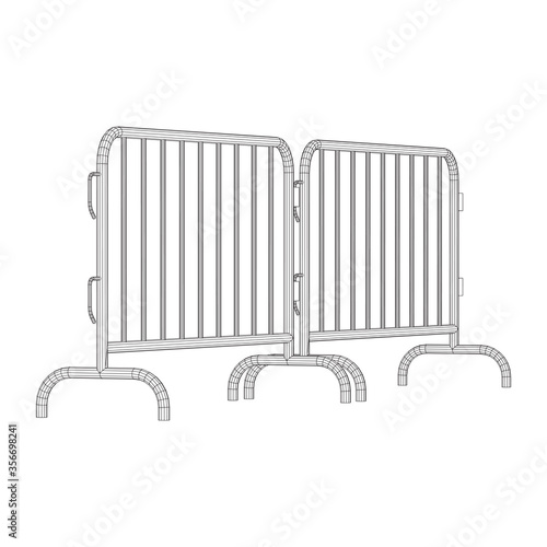Police riot fence. Wireframe low poly mesh vector illustration.