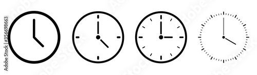 Clock icons in line style set isolated on white background. Time icon. Vector  photo