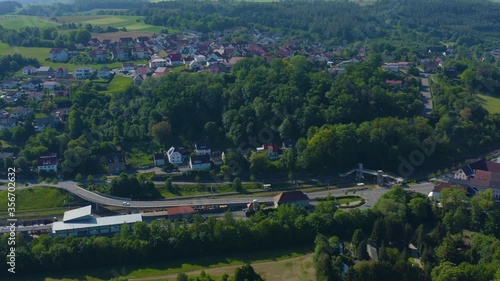 Aeriel view of the village Adelsheim in Germany on a sunny day in spring photo