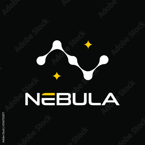 initial logo from letter N present nebula star icon template idea