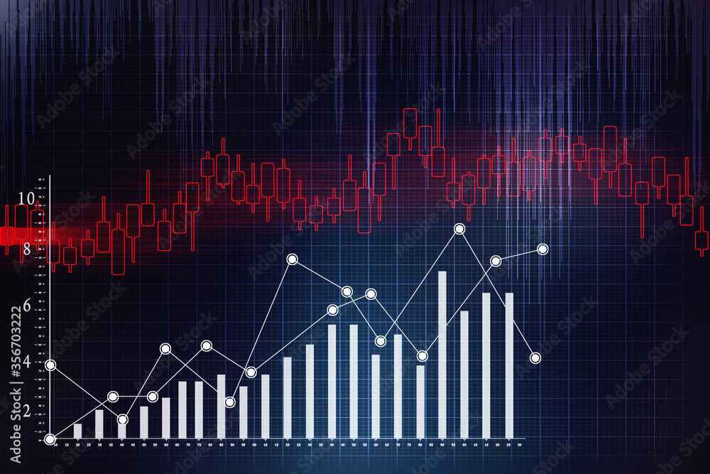 Fototapeta premium 2d rendering Stock market online business concept. business Graph 