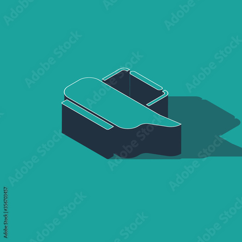 Isometric Bedpan icon isolated on green background. Toilet for bedridden patients. Vector Illustration.