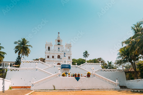 Panaji, Goa, India. Our Lady Of The Immaculate Conception Church Is Located In Panjim. Famous Landmark And Historical Heritage. Popular Destination Scenic photo