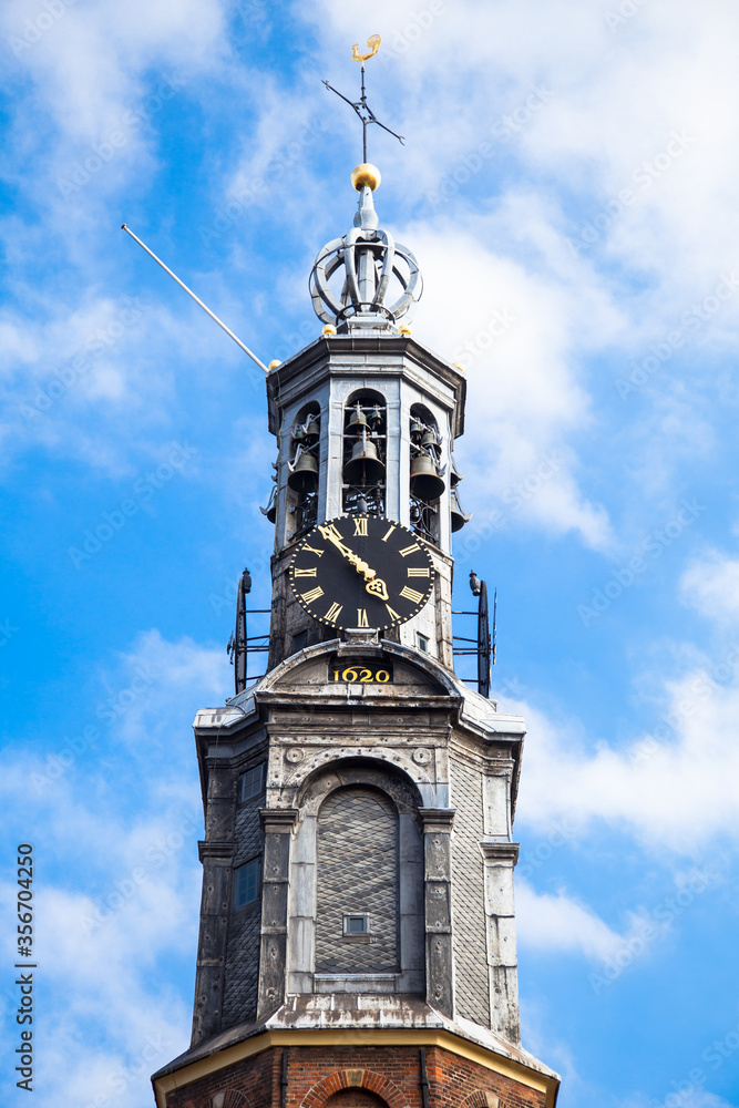 Top of the Munttoren (Mint tower) in Amsterdam, Netherlands