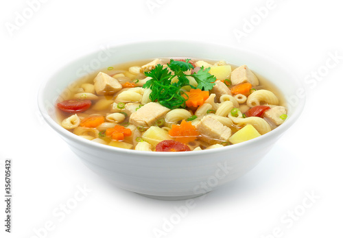 Macaroni Soup with Chicken,tomato,potato,carrots and onion