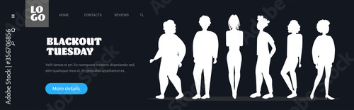 silhouettes of people against racial discrimination blackout tuesday black lives matter concept social problems of racism full length horizontal copy space vector illustration