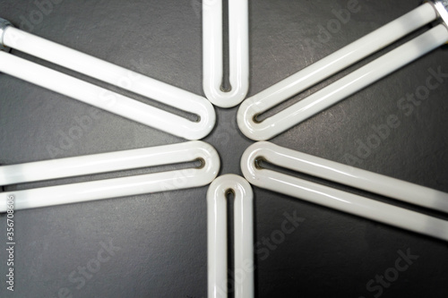 Foto fluorescent lamps on a black background