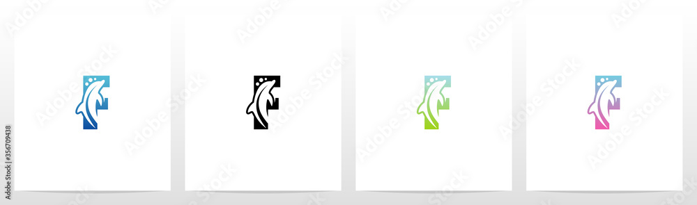 Dolphin On Letter Logo Design F Dolphin On Letter Logo Design F