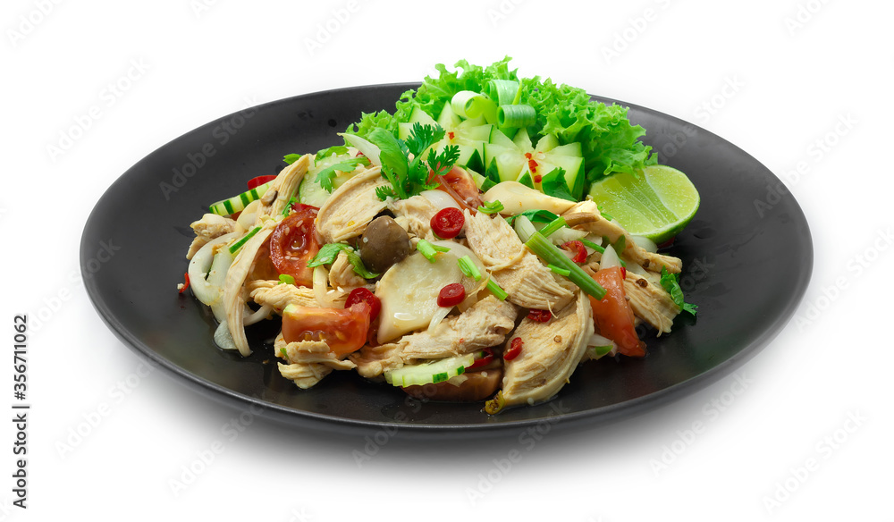 Chicken Spicy Salad with vegetables dish Thaicuisine Fusion Healthy Cleanfood and Dietfood Chicken Spicy Salad with vegetables dish Thaicuisine Fusion Healthy Cleanfood and Dietfood