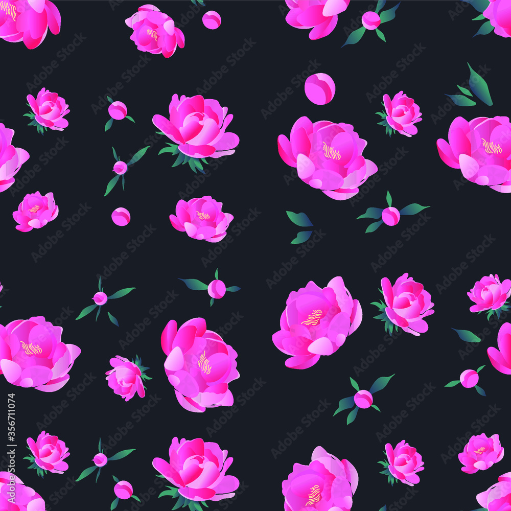 Seamless floral pattern with Peony