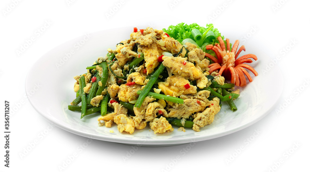 Stir Fried Chinese Swamp Morning Groly with Egg Thaicuisine Fusion Healthy Cleanfood and Dietfood Stir Fried Chinese Swamp Morning Groly with Egg Thaicuisine Fusion Healthy Cleanfood and Dietfood