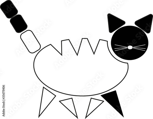 graphic image of a black and white cat