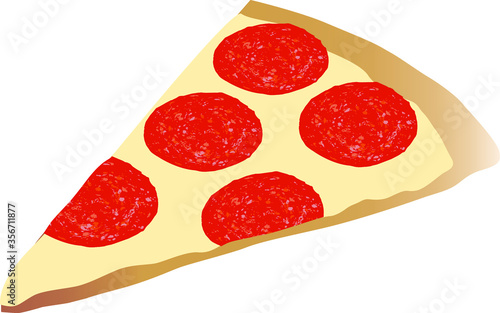 Pizza Pepperoni, Traditional Italian Food - Isolated Icon Illustration Vector