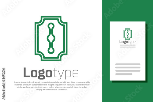 Green line Blade razor icon isolated on white background. Logo design template element. Vector Illustration.