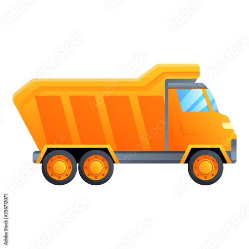 Unloading tipper icon. Cartoon of unloading tipper vector icon for web design isolated on white background