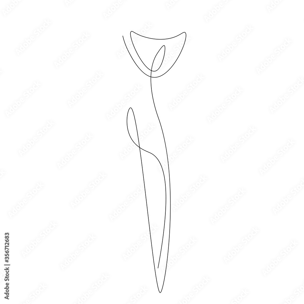 Flower silhouette line drawing, vector illustration Flower silhouette line drawing, vector illustration