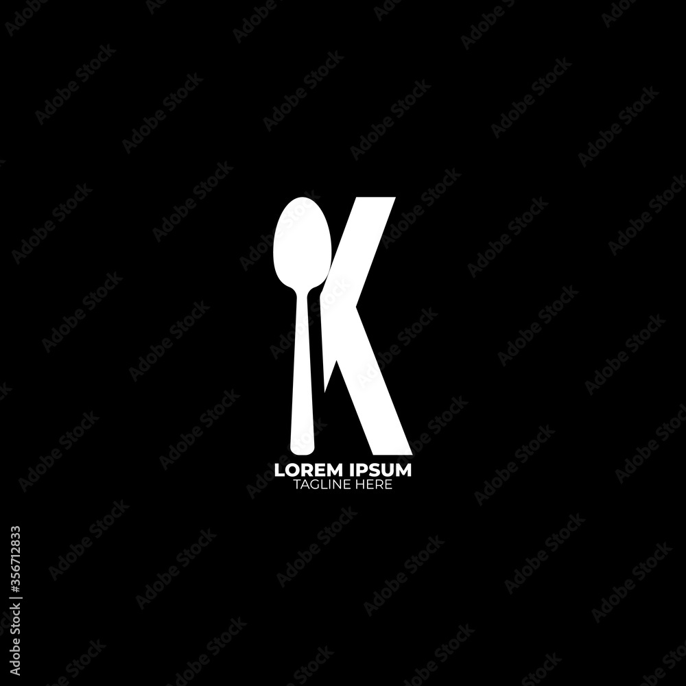 Spoon concept K letter logo design Spoon concept K letter logo design