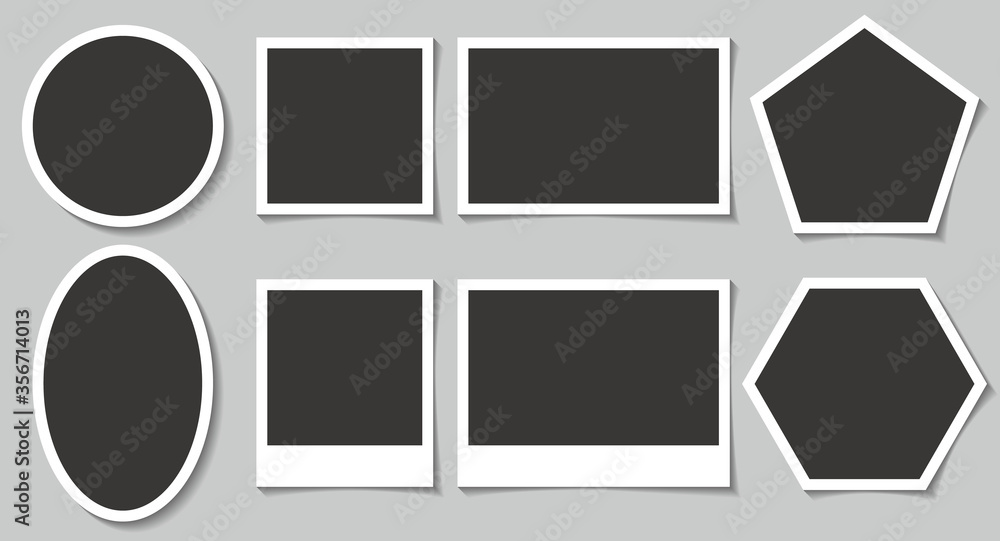 Blank photo frame set in different shapes, polygon Blank photo frame set in different shapes, polygon