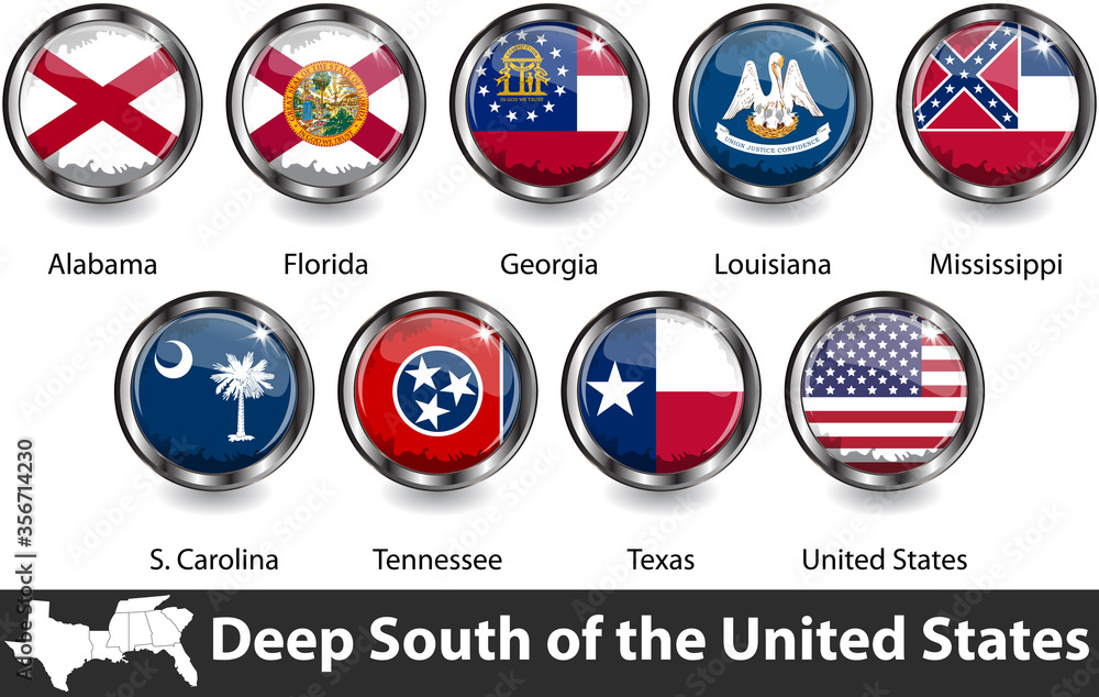 Flags of Deep South, US