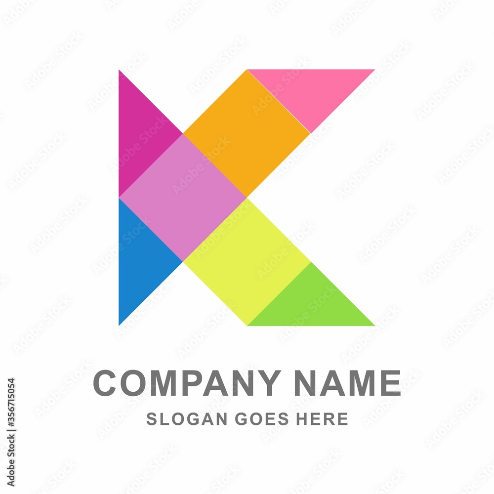 Monogram Letter K Geometric Triangle Square Business Company Vector Logo Design