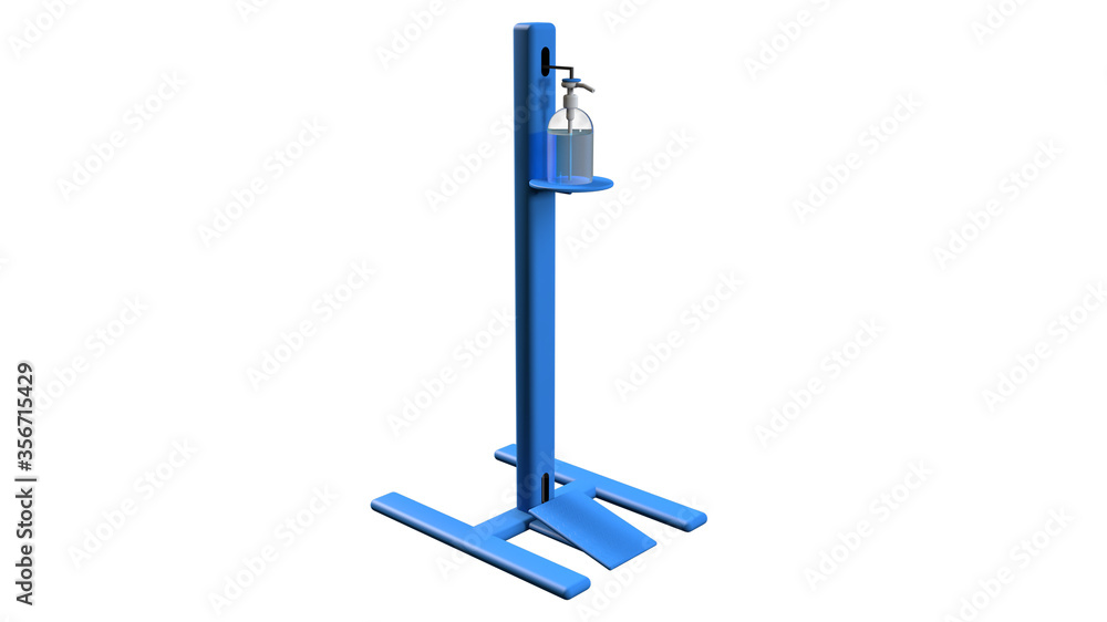 Hands Free Sanitizer Stand, this equipment without touching hand sanitizer, touchless equipment concept,3D rendering on white background with clipping mask. Hands Free Sanitizer Stand, this equipment without touching hand sanitizer, touchless equipment concept,3D rendering on white background with clipping mask.