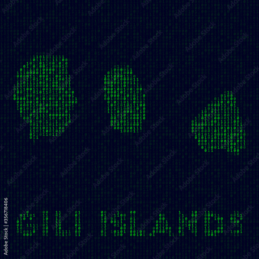 Fototapeta Digital Gili Islands logo. Island symbol in hacker style. Binary code map of Gili Islands with island name. Trendy vector illustration.