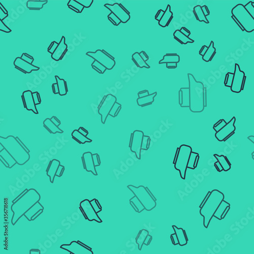 Black line Bedpan icon isolated seamless pattern on green background. Toilet for bedridden patients. Vector Illustration.