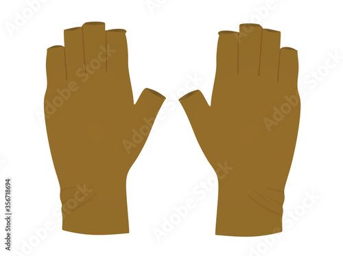 Brown wristband gloves. vector illustration