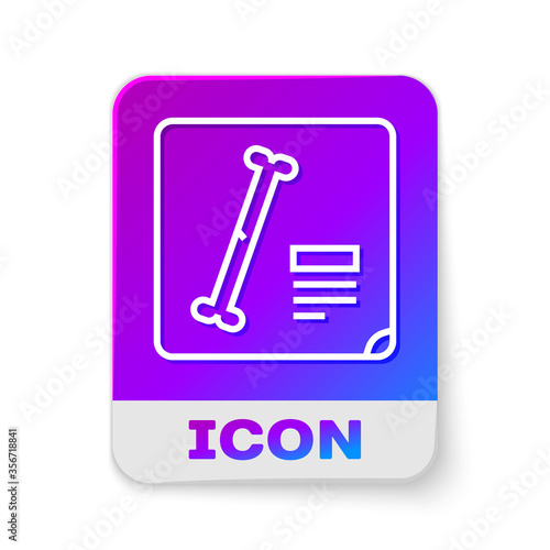 White line X-ray shots icon isolated on white background. Rectangle color button. Vector Illustration.