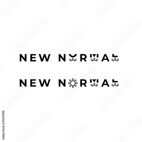 New Normal Text with corona virus icon inside design illustration