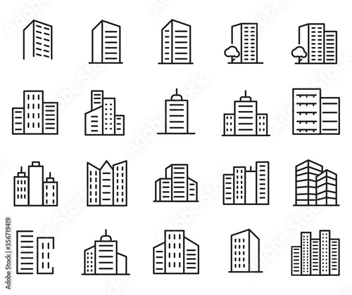 Buildings line icons. Urban Architecture, City Skyscraper