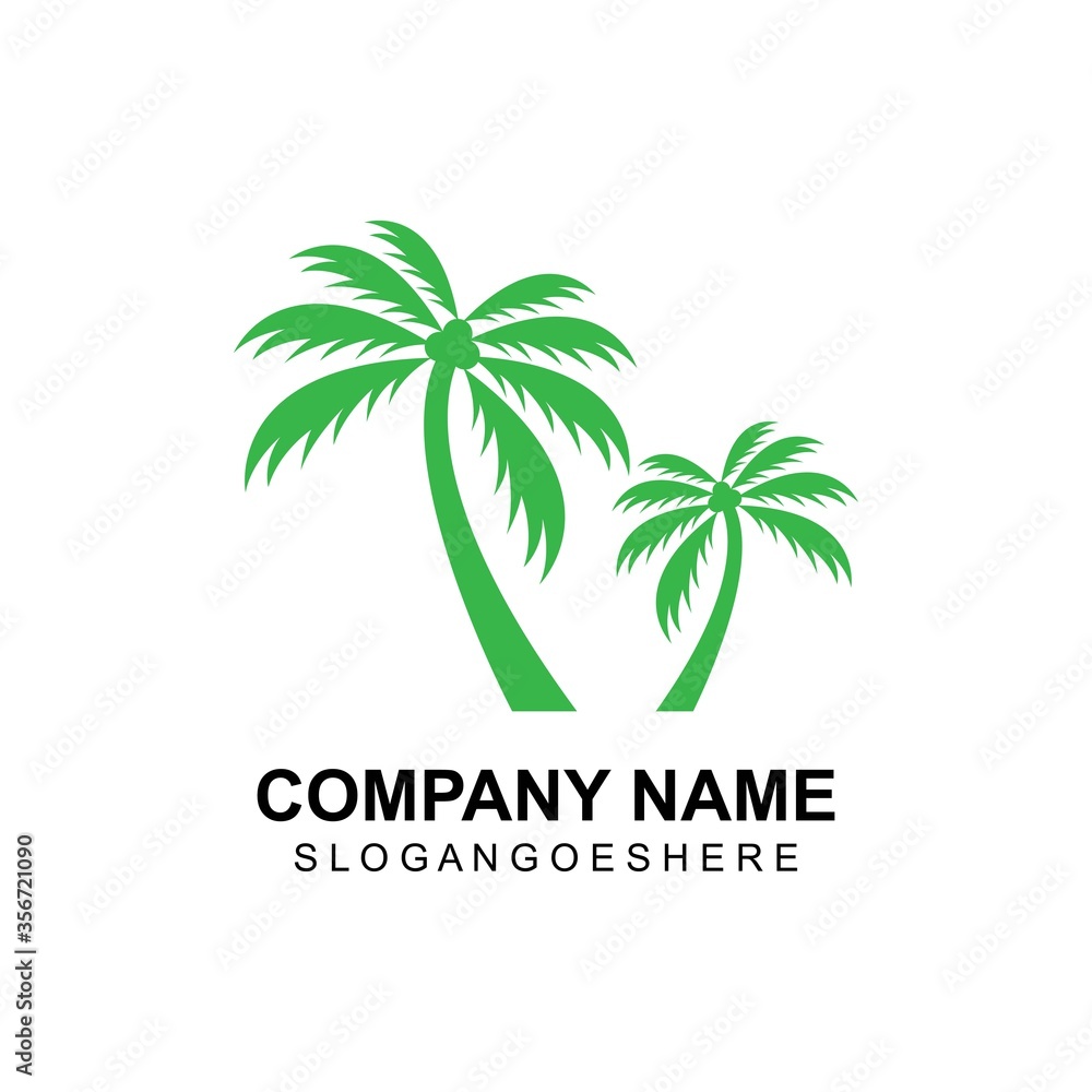 Coconut tree summer logo template vector illustration Coconut tree summer logo template vector illustration