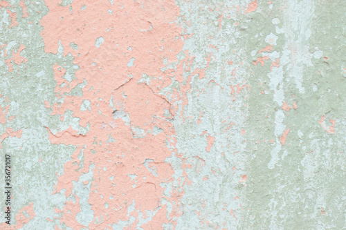 The wall is painted with old and peeling peach-green paint. The texture photo in delicate shades was made for your special street design.