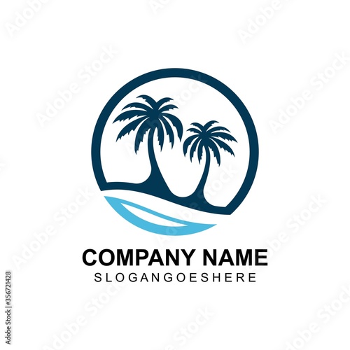 Coconut tree summer logo template vector illustration