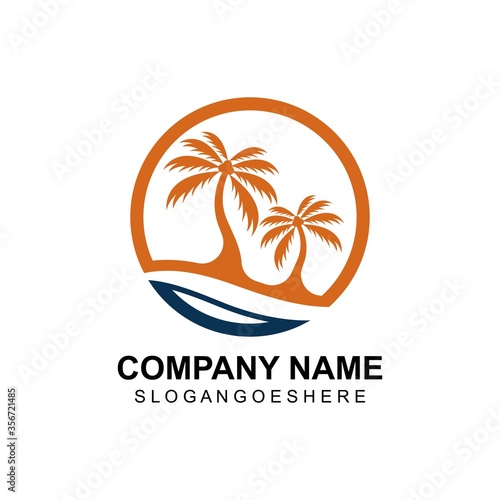 Coconut tree summer logo template vector illustration