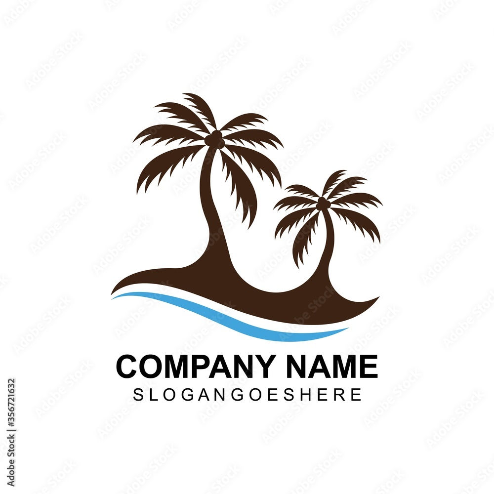 Coconut tree summer logo template vector illustration Coconut tree summer logo template vector illustration