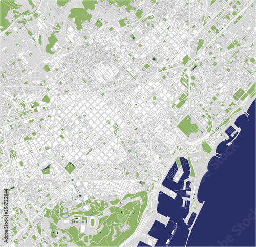 map of the city center of Barcelona, Spain