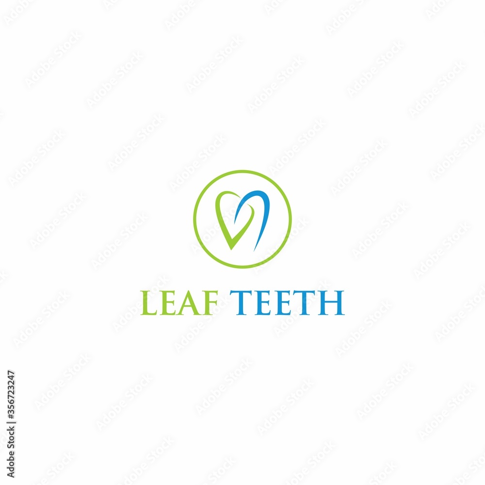 Tooth logo with leaf