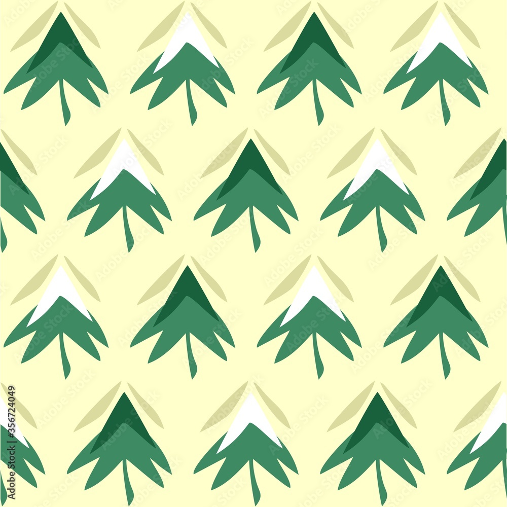 Fir Tree Illustration Seamless Pattern Background Wallpaper. Combination colors of green, white and yellow. Plant Pattern for Textile, fabric, paper, print, interior, decor and more. Fir Tree Illustration Seamless Pattern Background Wallpaper. Combination colors of green, white and yellow. Plant Pattern for Textile, fabric, paper, print, interior, decor and more.