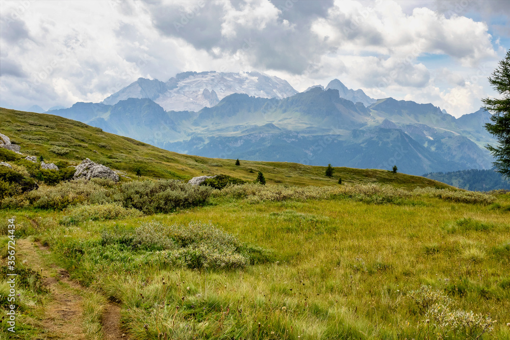 Fototapeta premium Dolomites Mountains, Passo Valparola, Cortina d'Ampezzo, Belluno in Italy