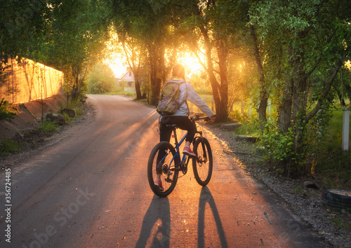Woman riding a bicycle on t...
