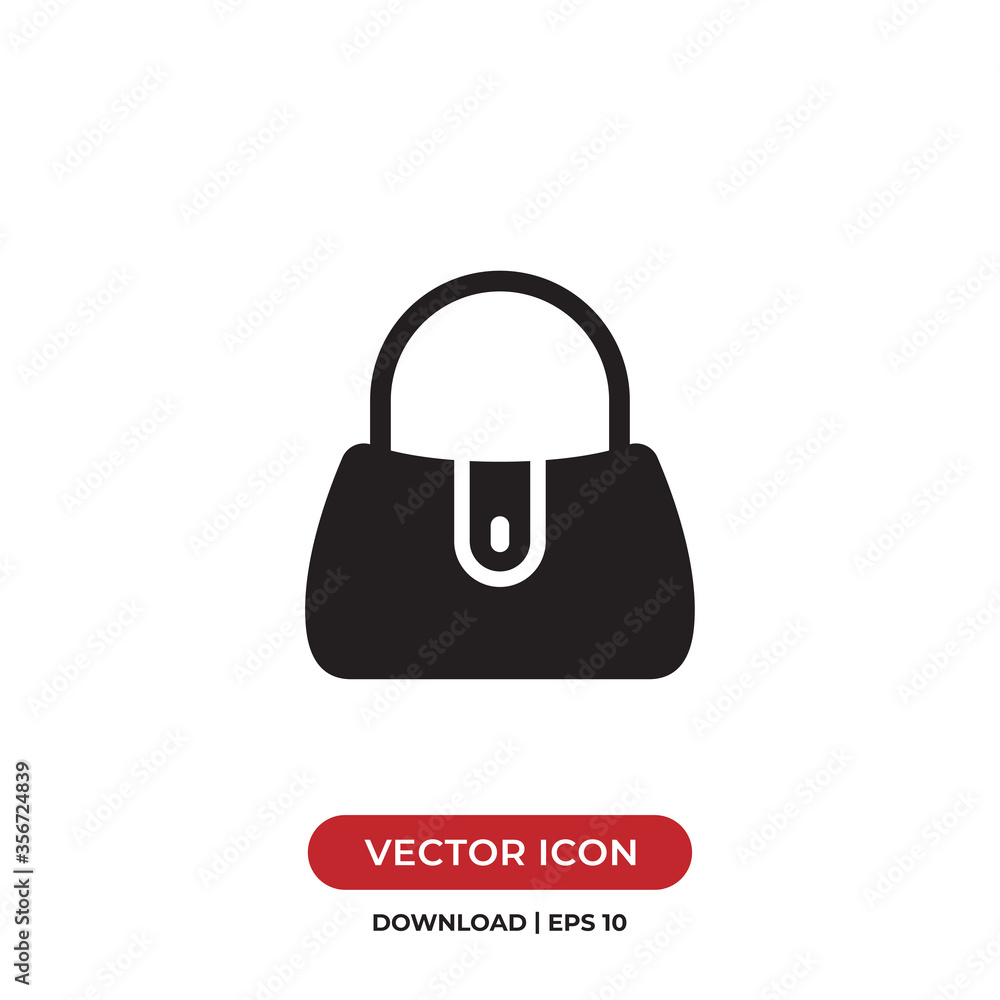 Handbag icon vector. Simple filled woman handbag sign Handbag icon vector. Simple filled woman handbag sign