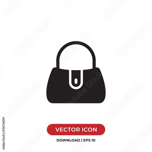 Handbag icon vector. Simple filled woman handbag sign
