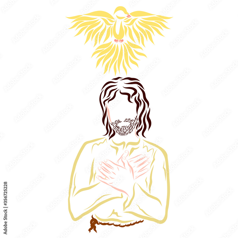 The dove above the head of Jesus, the Son of God The dove above the head of Jesus, the Son of God