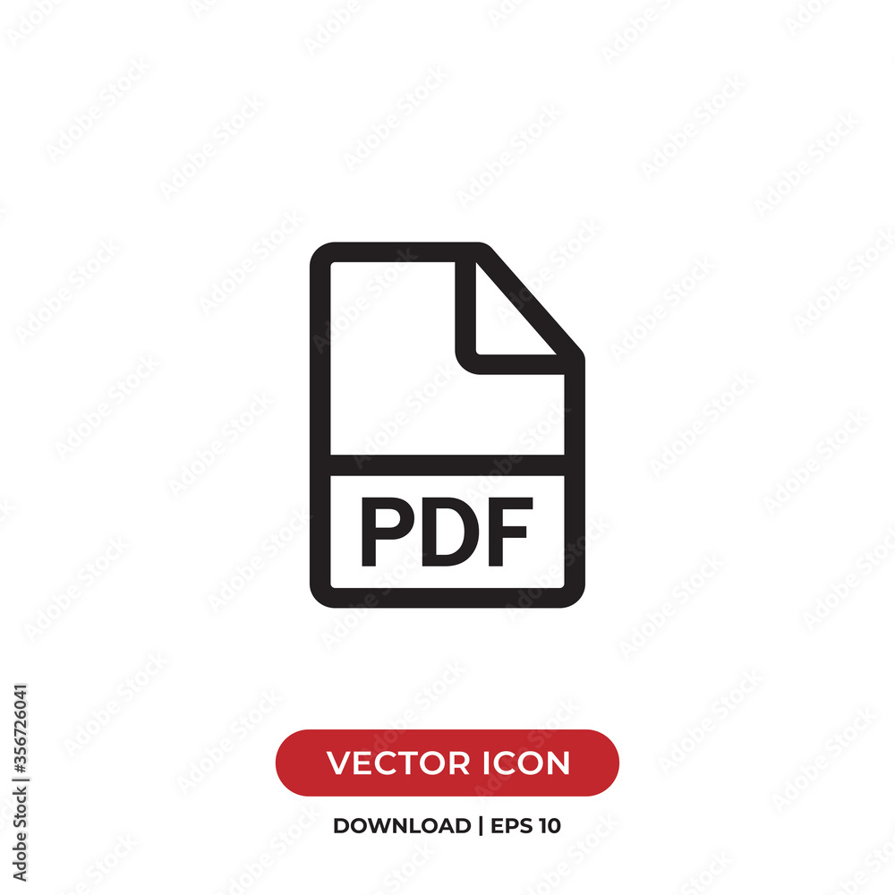 PDF icon vector. PDF document sign PDF icon vector. PDF document sign