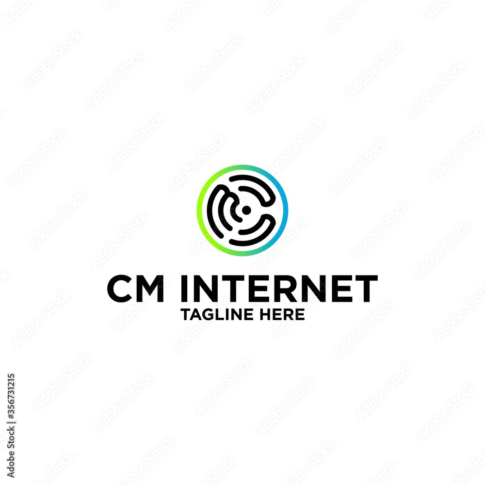 letter cm internet logo template