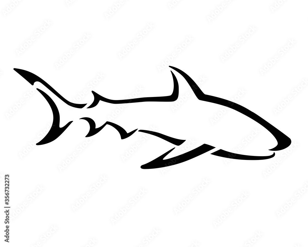 Obraz premium Shark - stylized vector sign for logo or pictogram. Shark - a predatory ocean dweller - elegant, stylish icon. Corporate identity shark