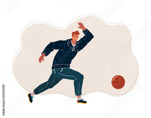 Vector illustration of The man, a playing bowling
